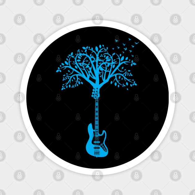 Bass Guitar Tree Blue Magnet by nightsworthy